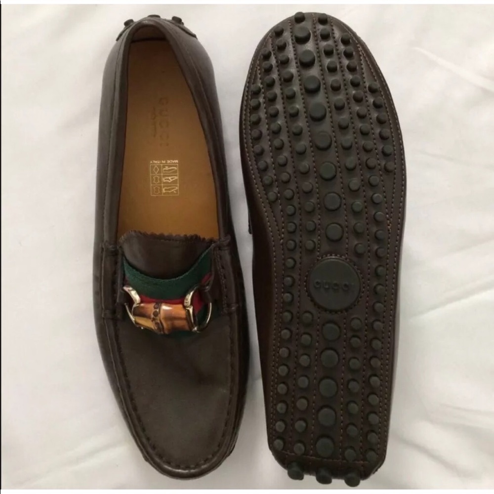 Authentic Gucci Brown Women’s Leather Loafers 7.5 - Picture 2 of 5